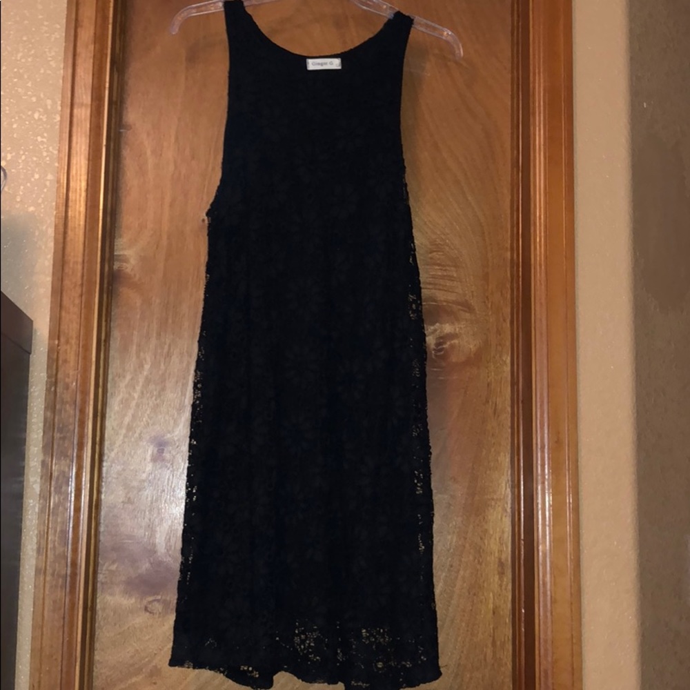 Black Floral Overlay Dress